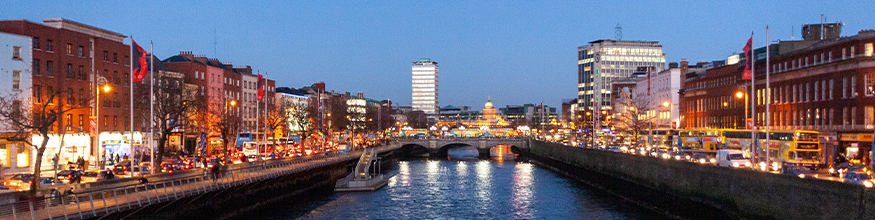 Dublin skyline at night time